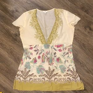 J. Jill Deep V Baby Doll Short Sleeve Shirt